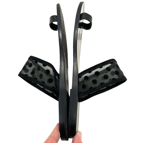 Ancient Greek Sandals Black Leather Sheer Polka Dot Toe Loop Slide Sandals 38 - Picture 9 of 14